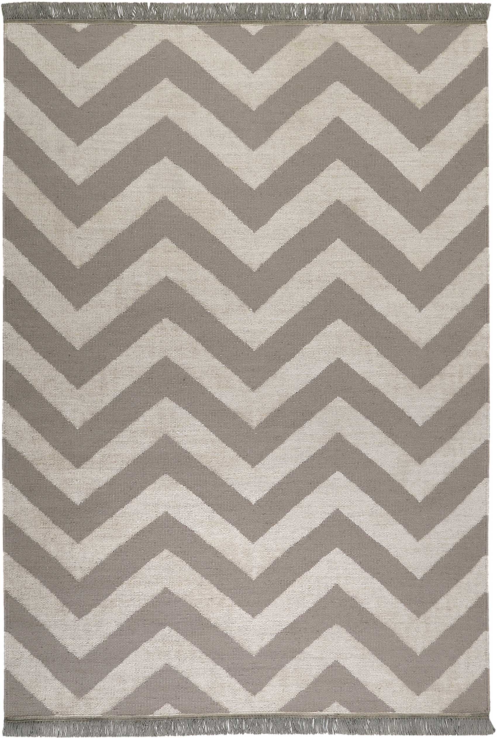 Kelim Teppich Grau Beige aus Naturfaser "Zig-Zag" WECONhome