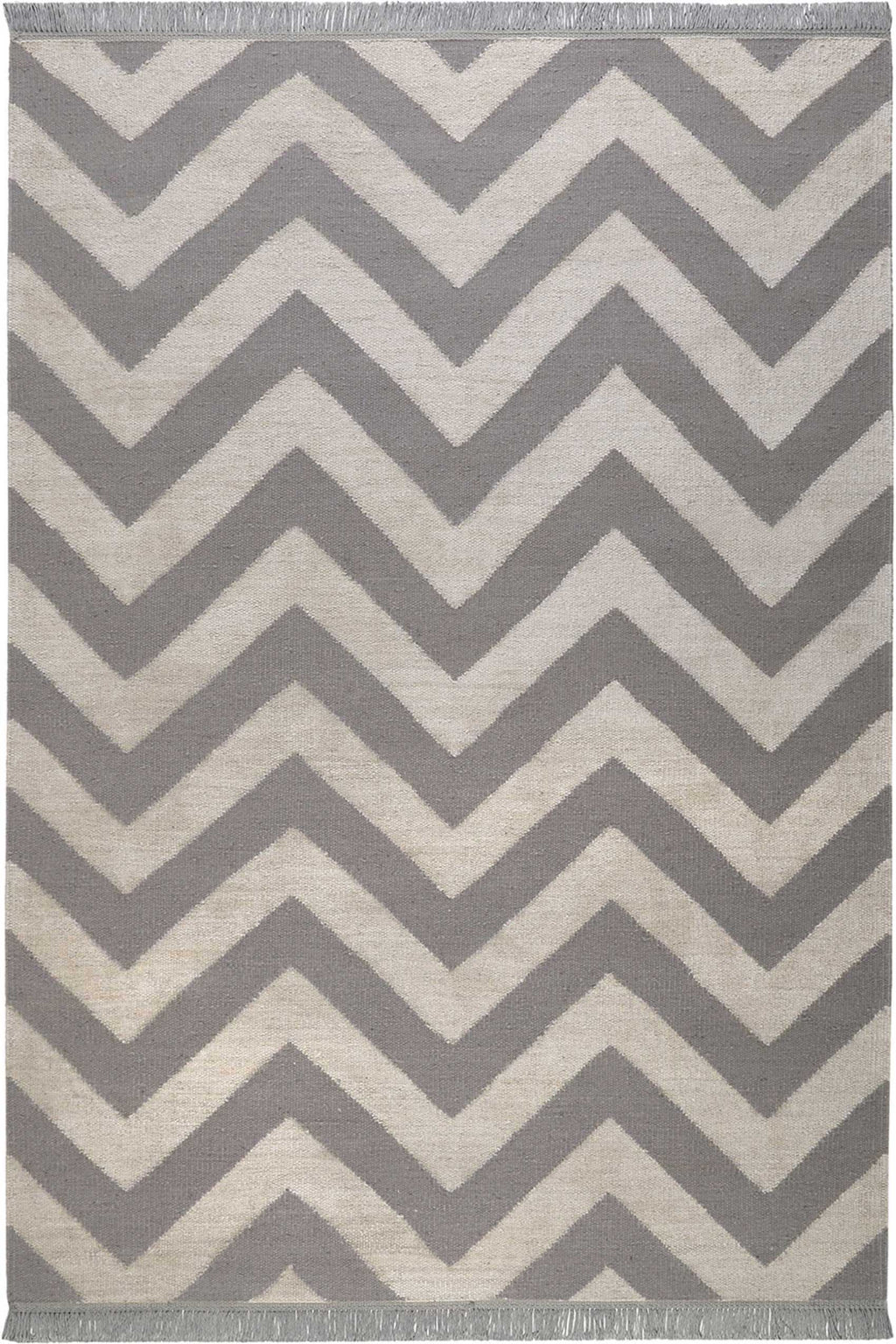 Kelim Teppich Grau Blau aus Naturfaser "Zig-Zag" WECONhome