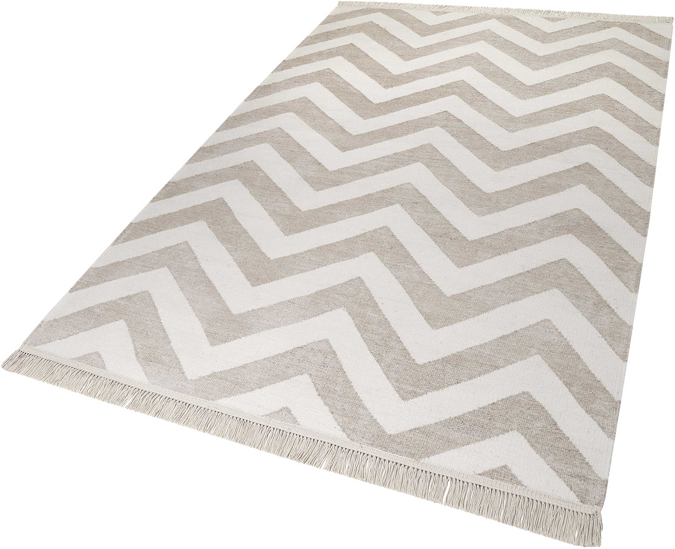 Kelim Teppich Beige aus Naturfaser "Zig-Zag" WECONhome
